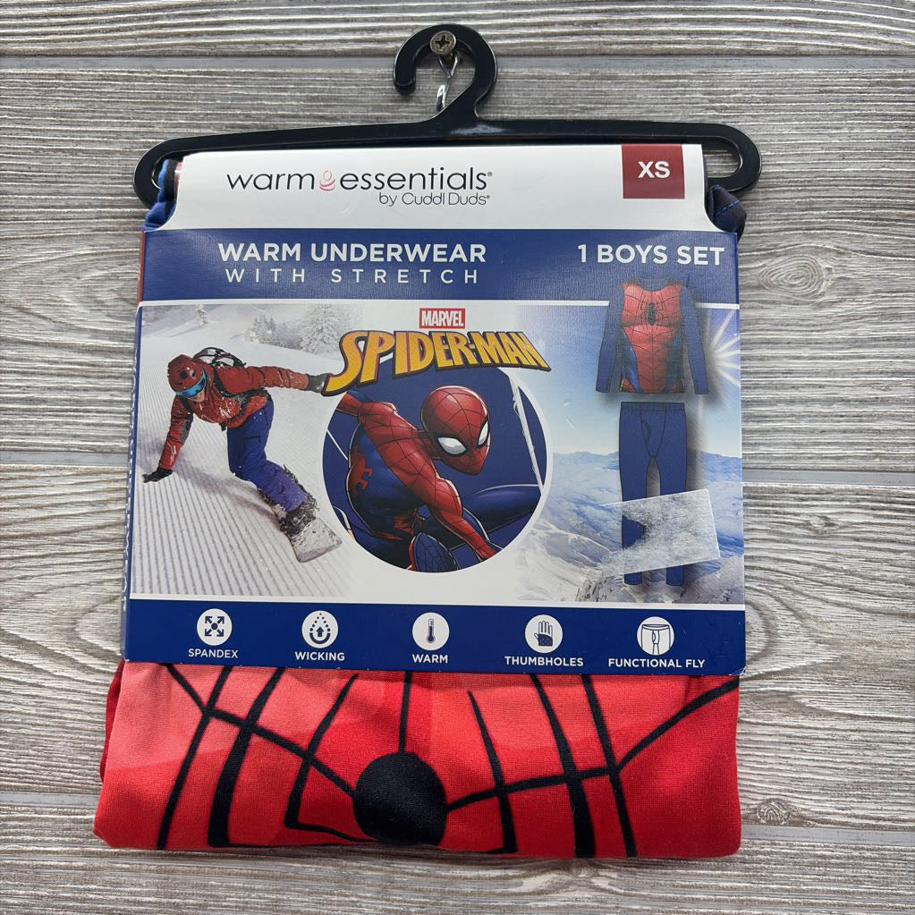NEW 2 Pc LS Warm Underwear Spider-Man 4-5