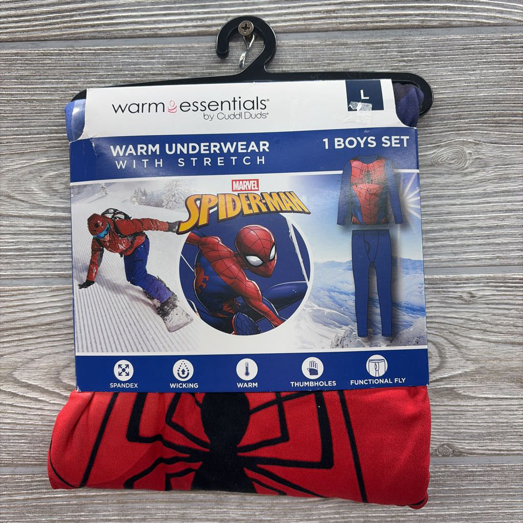 NEW 2 Pc LS Warm Underwear Spider-Man 10-12