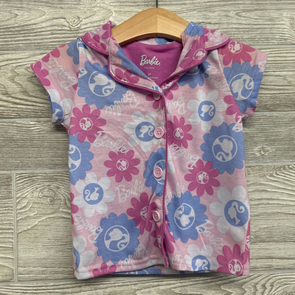 2 Pc Button Up PJs Flowers 3T