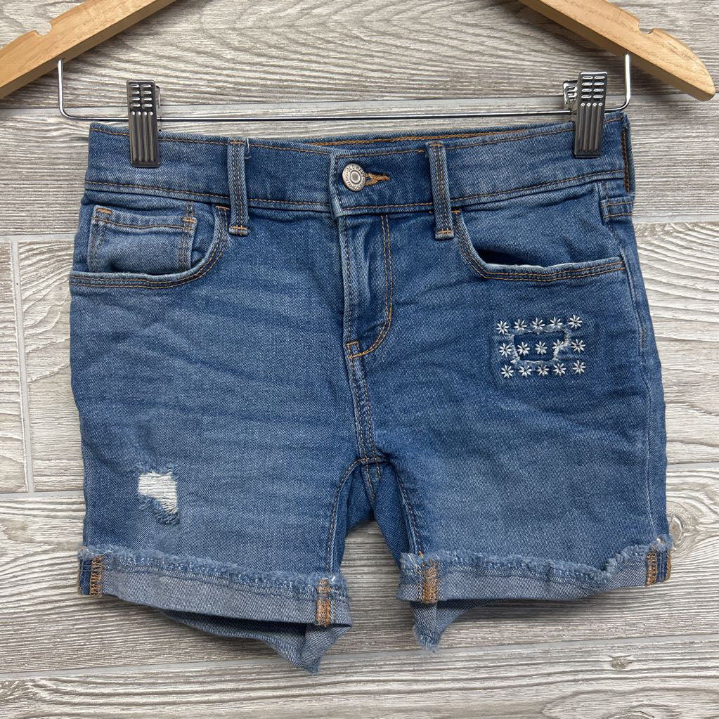 Denim Shorts Embroidered Flowers 10-12