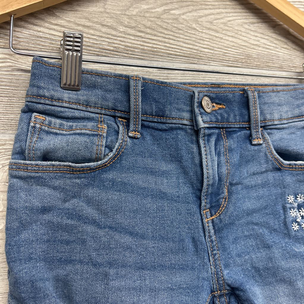 Denim Shorts Embroidered Flowers 10-12