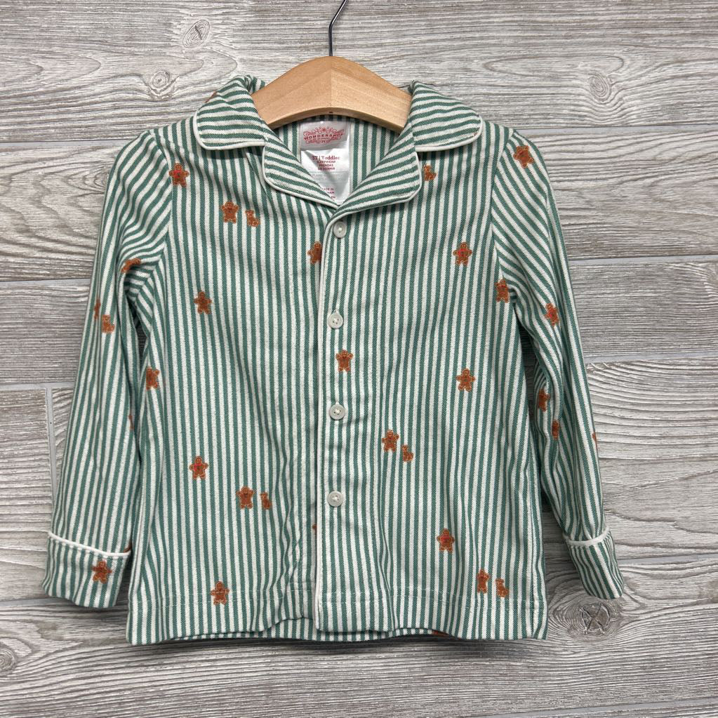 2 Pc LS Button Up PJs Stripes Gingerbread 3T
