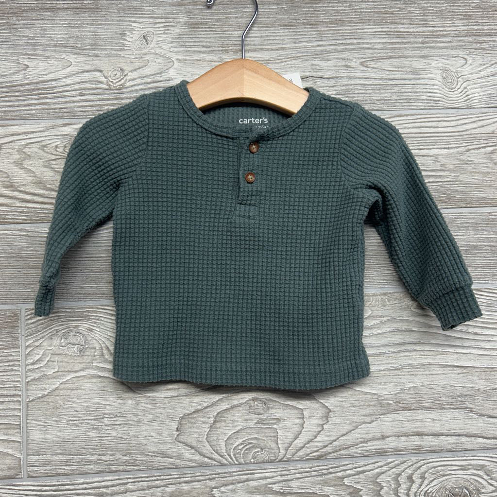 2 Pc LS Waffle Knit Henley Outfit 6M