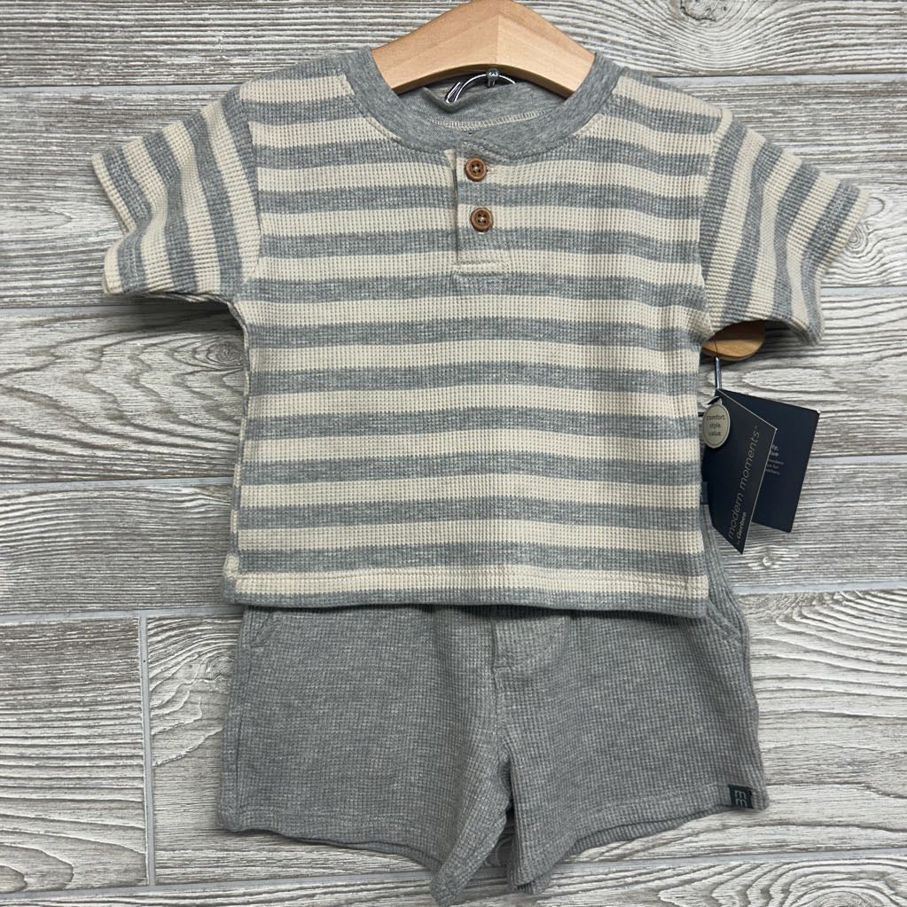 NEW Waffle Knit Shirt Stripes & Shorts 18M