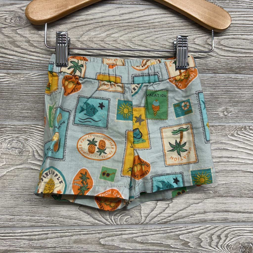 Muslin Button Up Shirt & Shorts Vacation Summer Fruits 6M