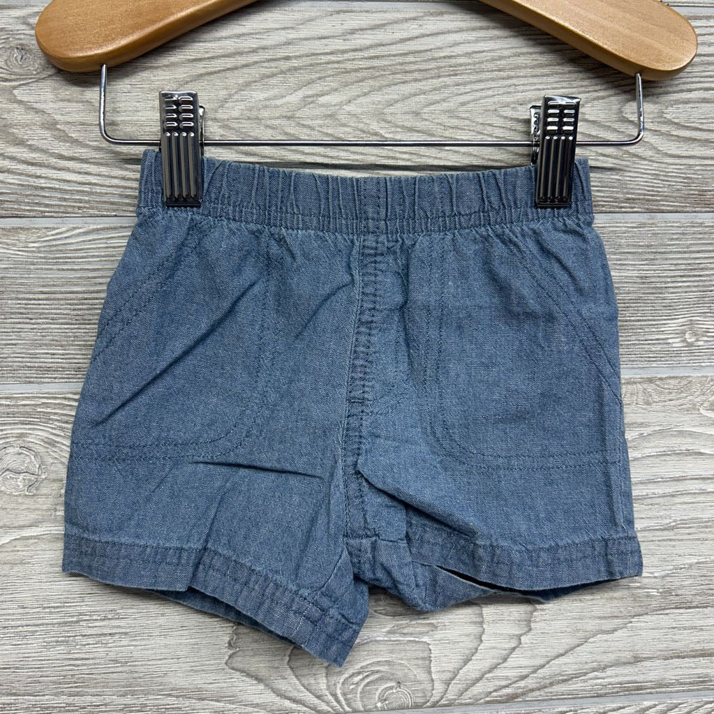 Chambray Button Up Shirt Chest Pocket Anchor & Pull On Shorts 6M