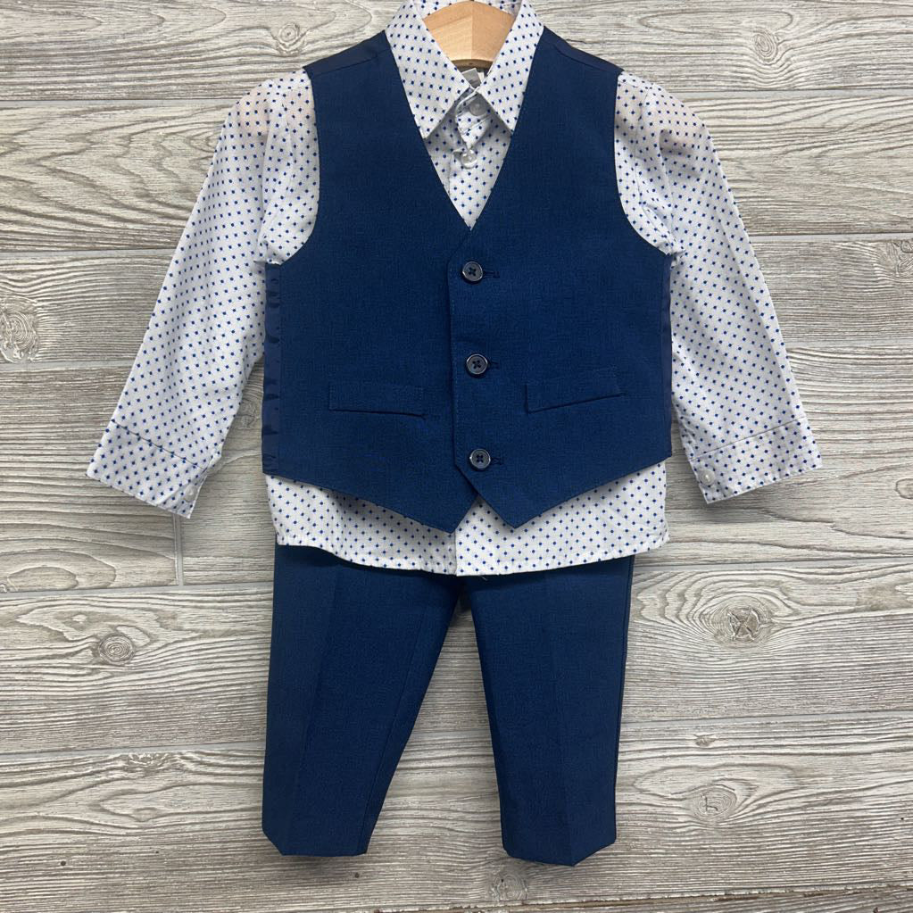 LS Button Up Dress Shirt Dots & Dress Pants 18M