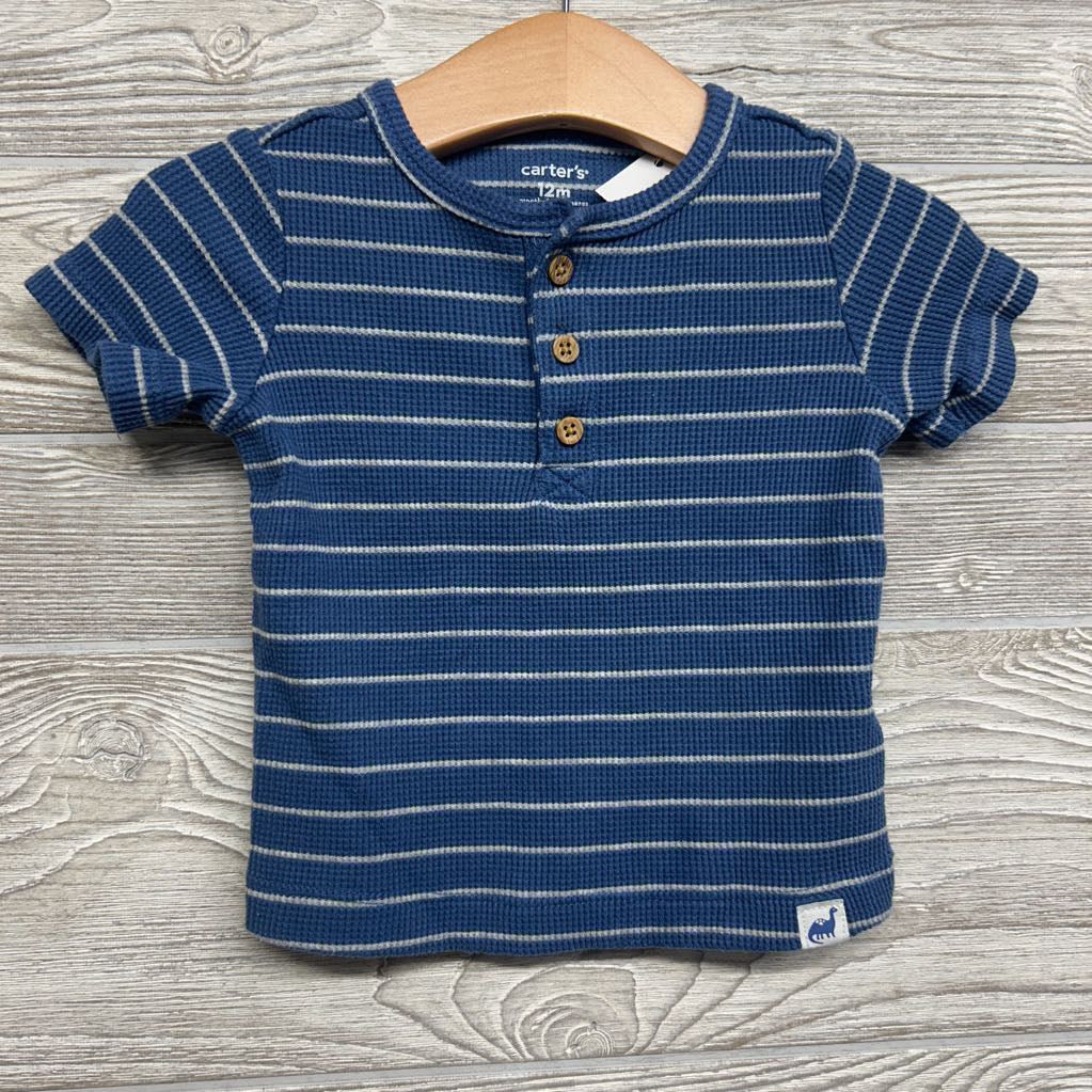 Waffle Knit Henley Shirt & Shorts Stripes 12M