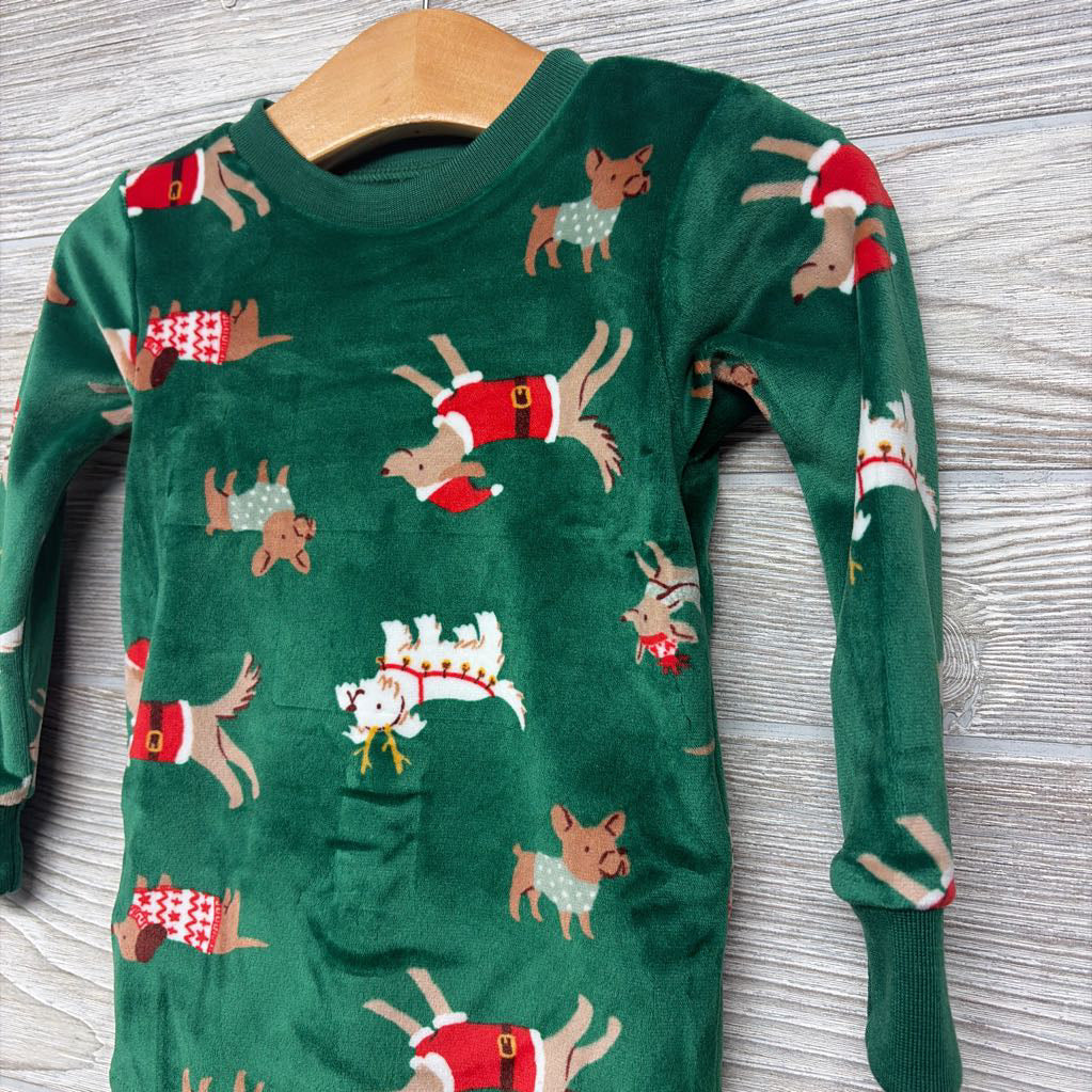 Nw/oT 2 Pc LS Cozy PJs Santa & Reindeer Dogs 12T