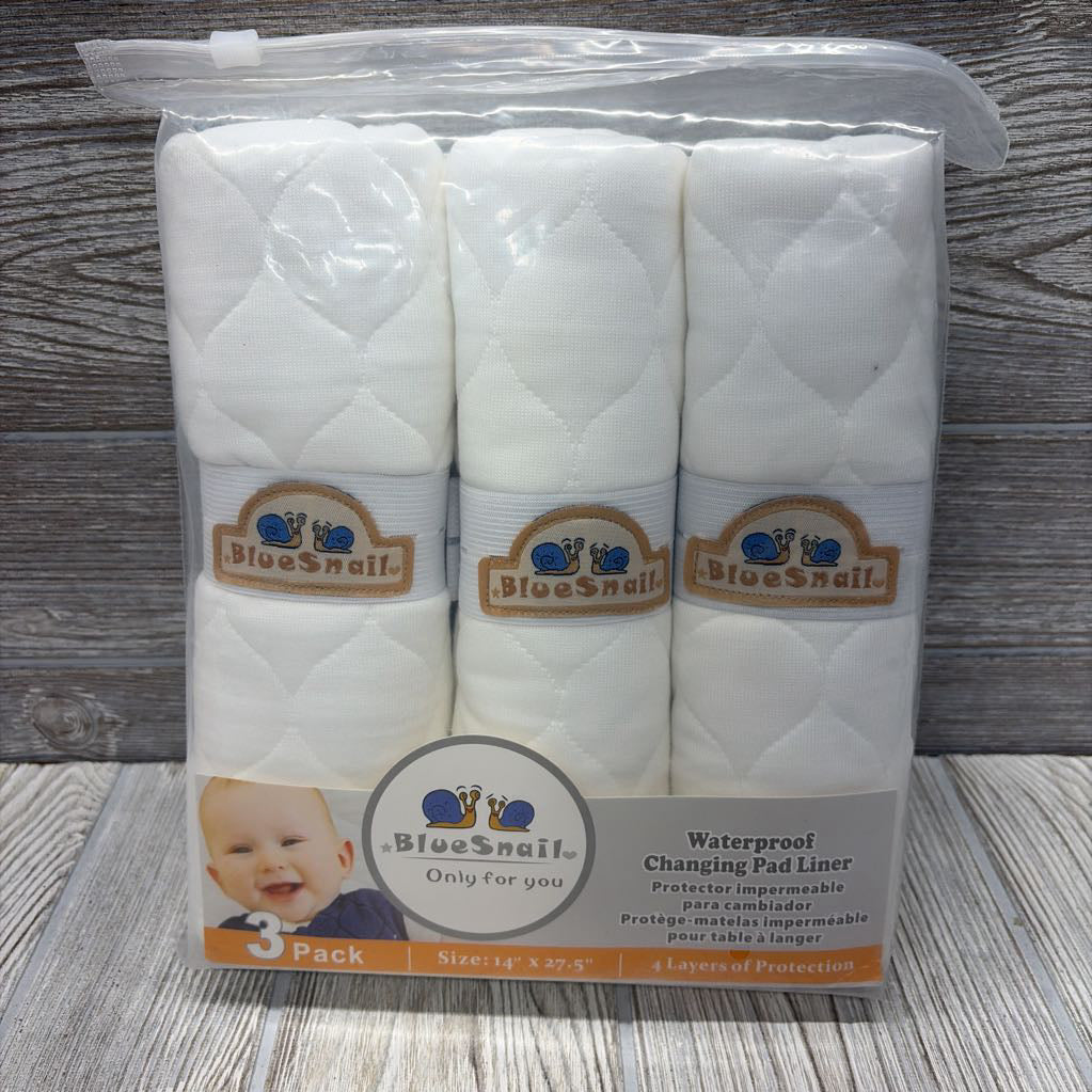 NEW 3 Pk Waterproof Changing Pad Liners