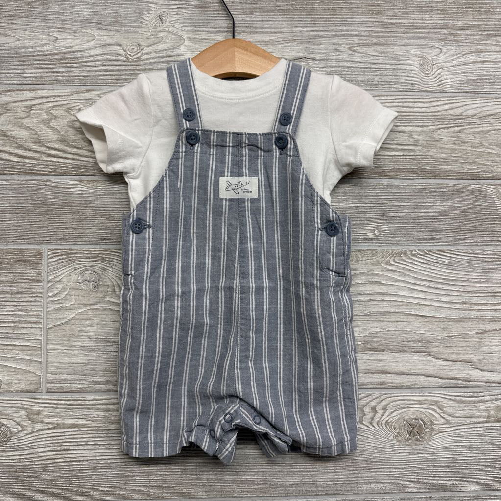 Shortalls Stripes Going Places & Shirt 9M