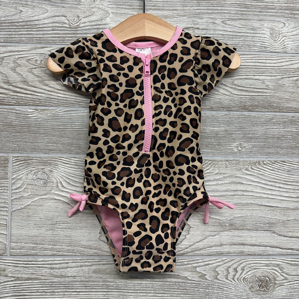 Flutter Sleeve Swimsuit Animal Print 12M