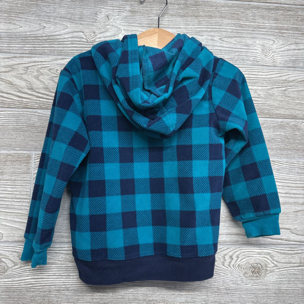 Fleece Pullover W/ Hood Buffalo Plaid Dinosaur 3T