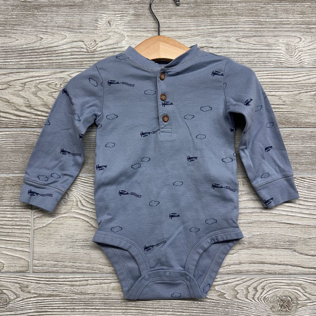 3 Pk LS Bodysuits Airplanes Explore Stripes 12M