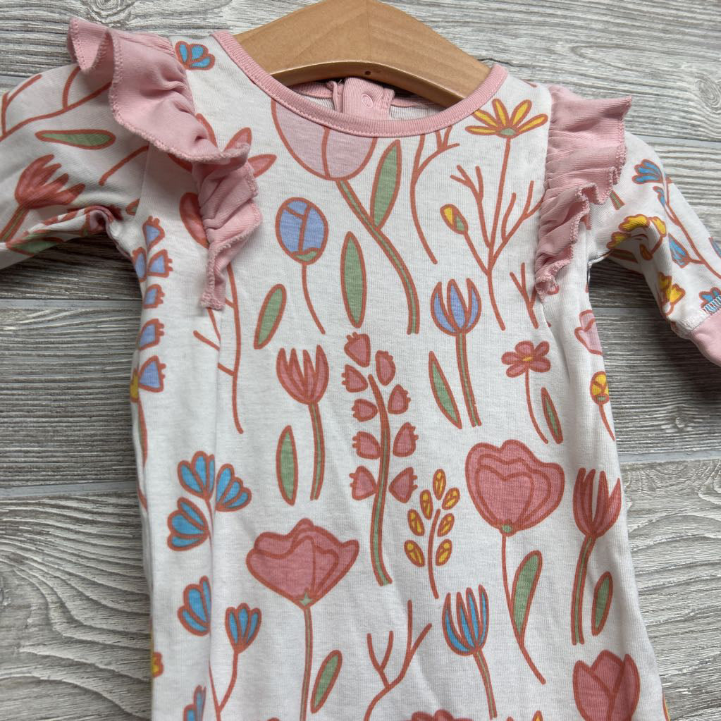 LS Outfit Flowers Ruffle 0-3M
