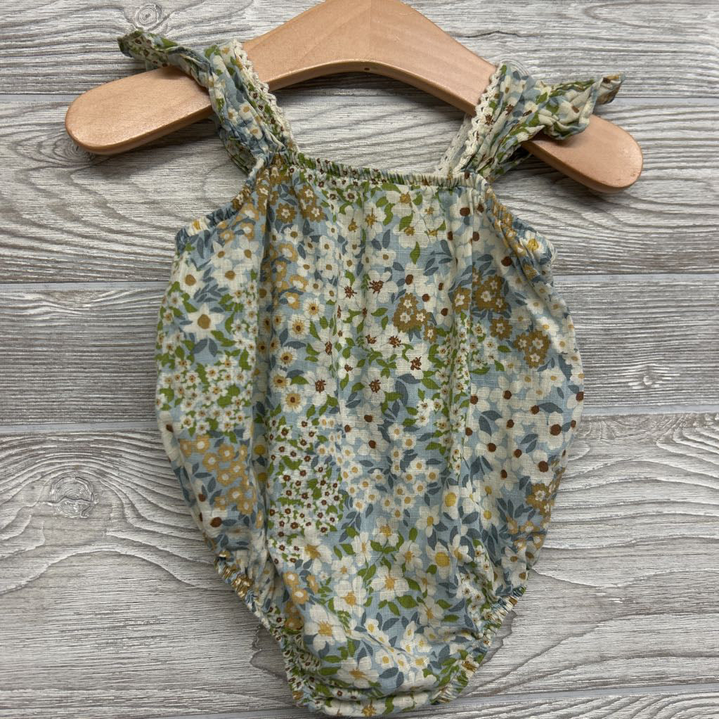 Gauze Flutter Sleeve Romper Flowers 0-3M