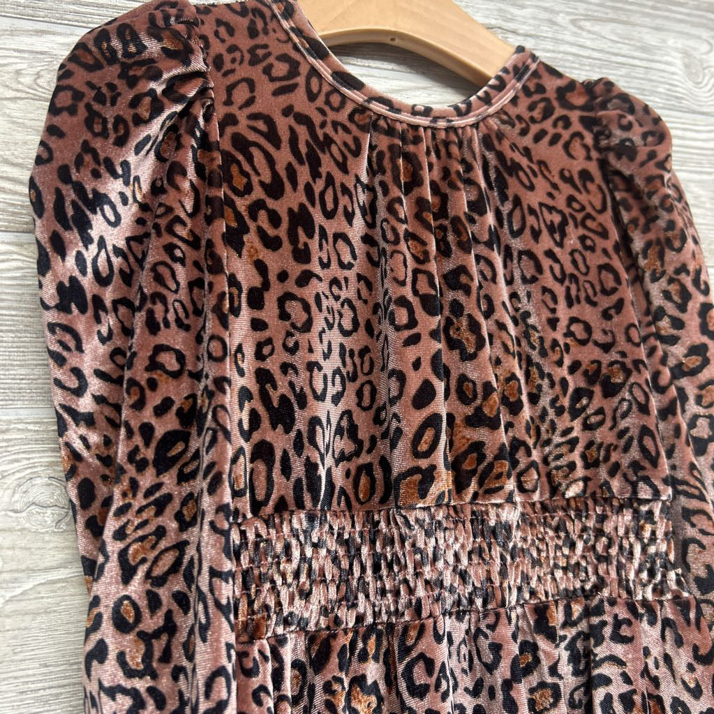 LS Velvet Smocked Dress Animal Print 5