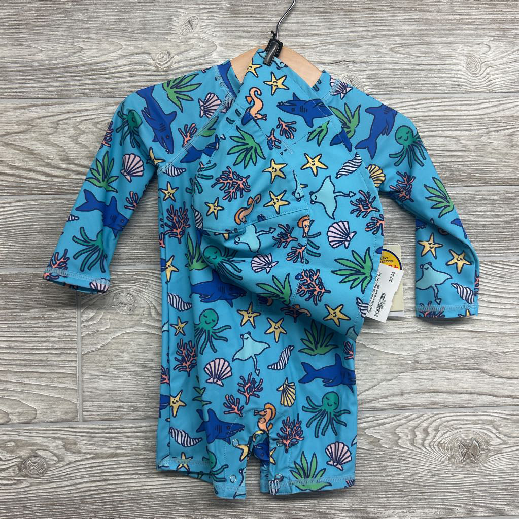NEW LS Swim Outfit W/ Sun Hat Sea Life 9M