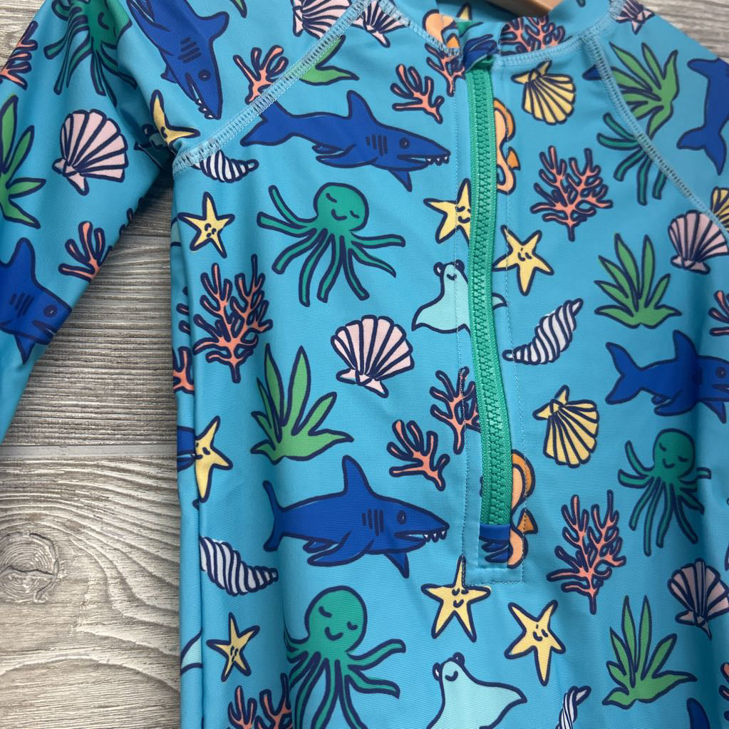 NEW LS Swim Outfit W/ Sun Hat Sea Life 9M
