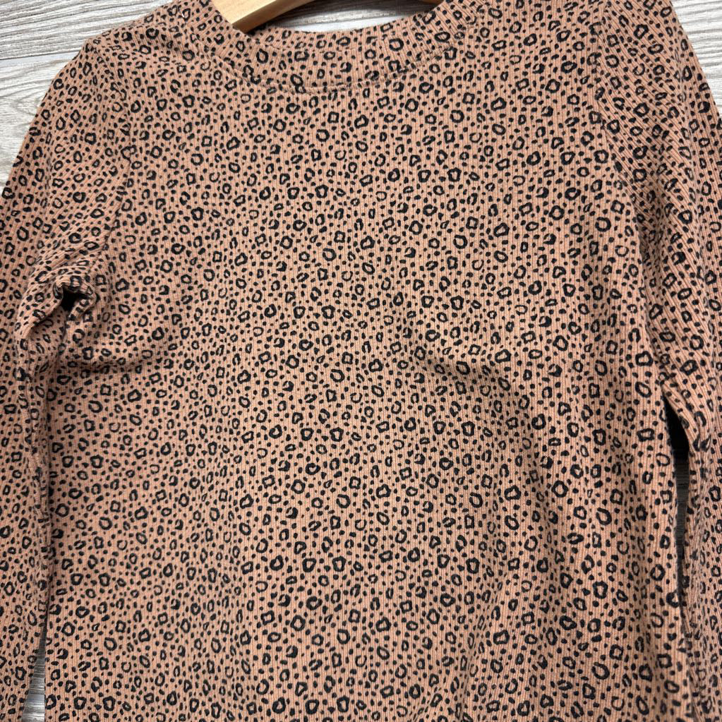 Ribbed LS Lettuce Trim Shirt Animal Print 5t