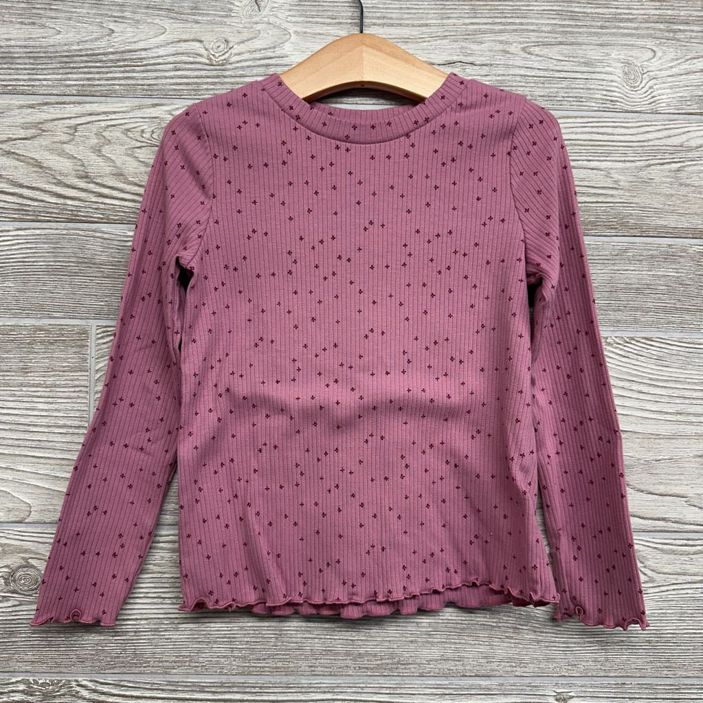 Ribbed LS Lettuce Trim Shirt Stars 5t