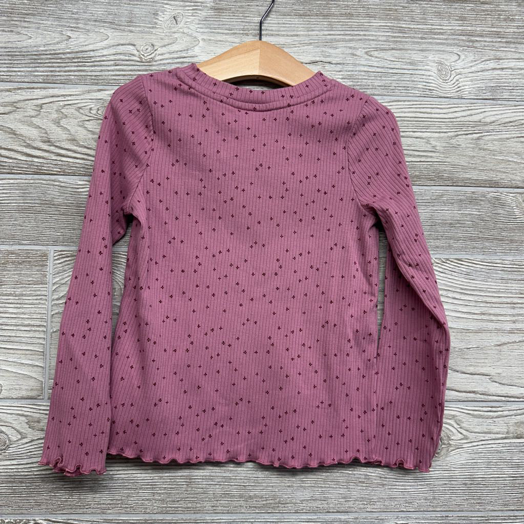 Ribbed LS Lettuce Trim Shirt Stars 5t