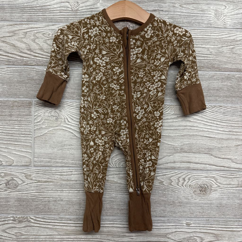 Ribbed Bamboo Footie NB Flowers