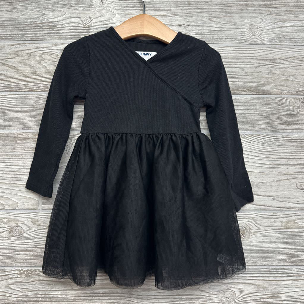 Ribbed LS Dress Tulle Skirt 2t