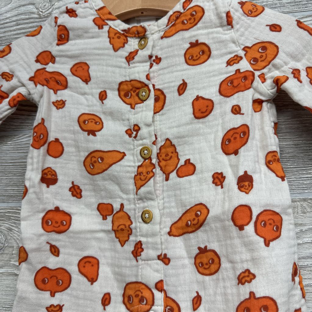Muslin Button Up Outfit Pumpkins 0-3M