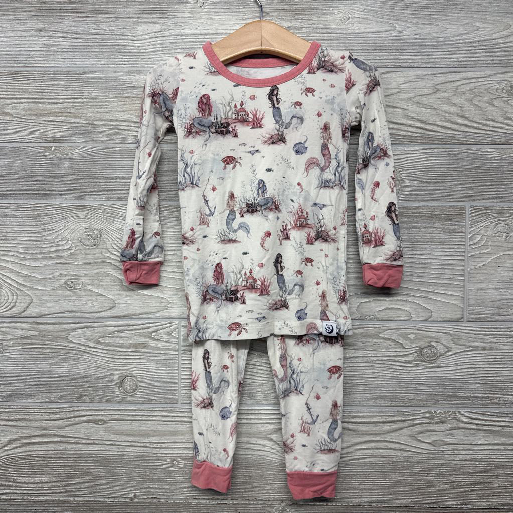 2 Pc LS Bamboo PJs Mermaids Turtles 2T
