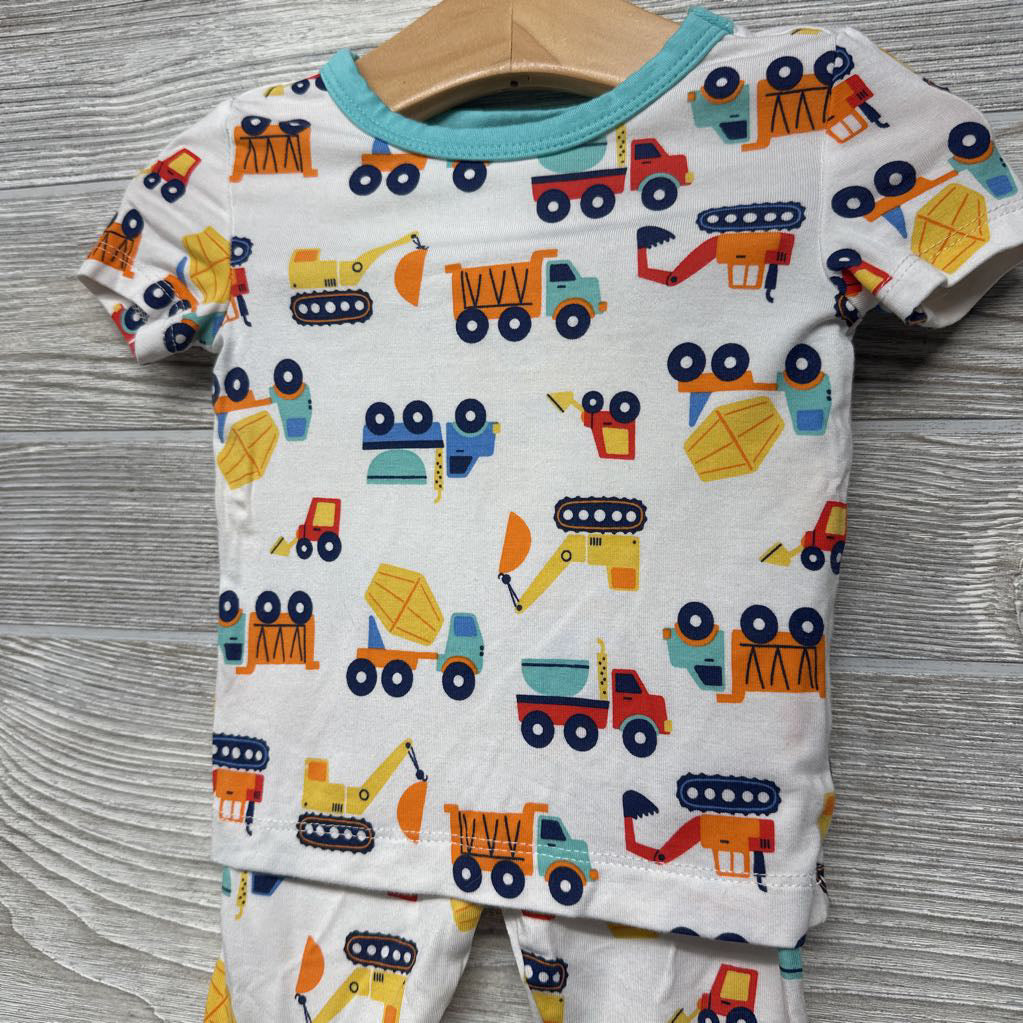 2 Pc Bamboo PJs Construction Vehicles 12M