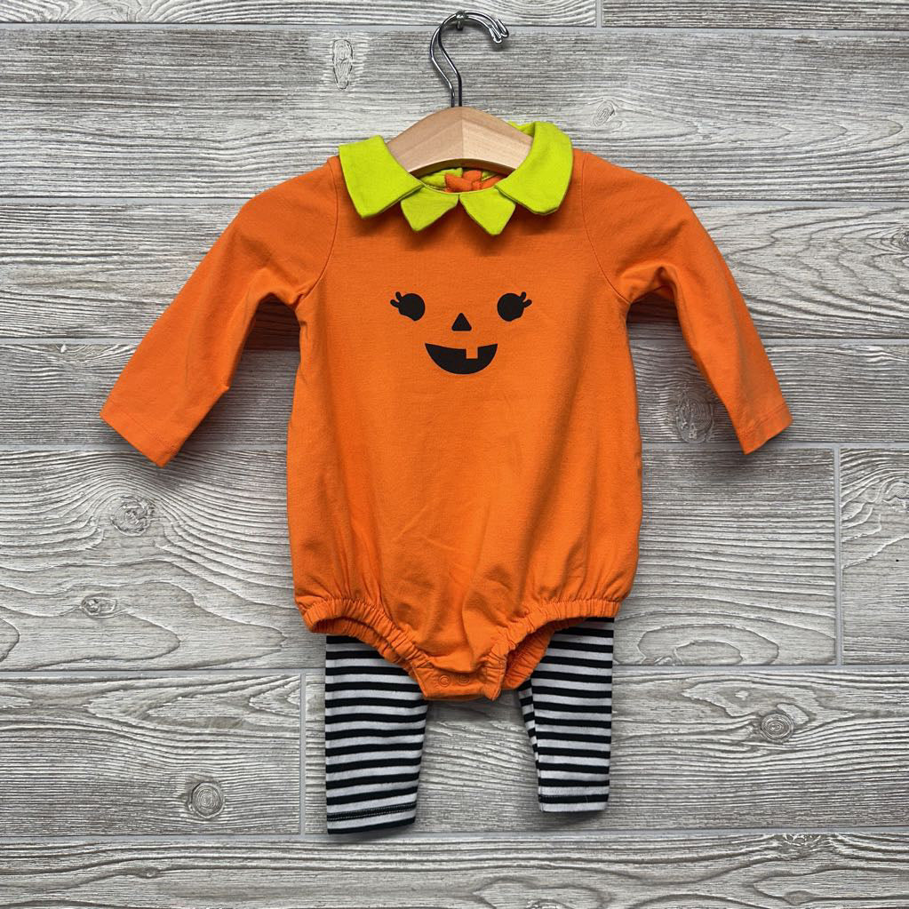 LS Collared Pumpkin Romper & Leggings Stripes 6-9M