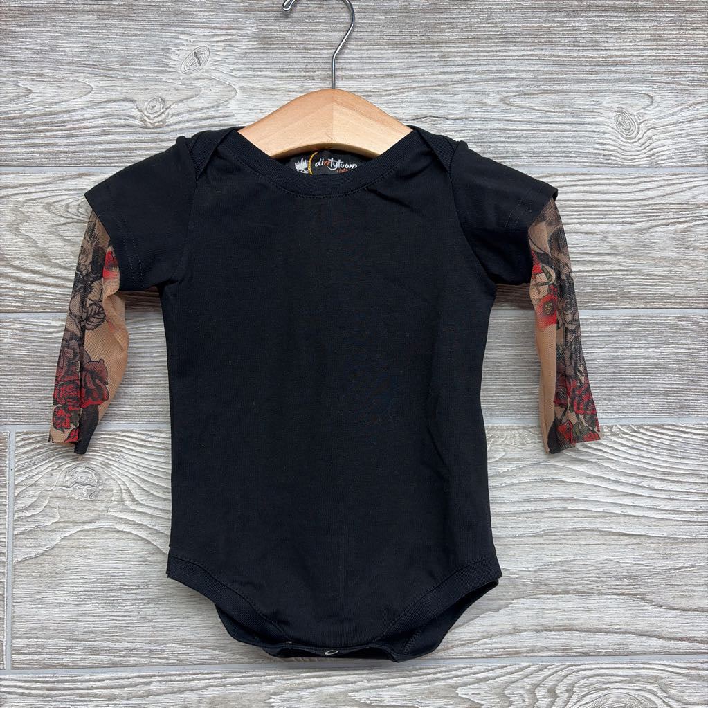 NEW LS Skulls & Roses Tattoo Bodysuit 6-12M