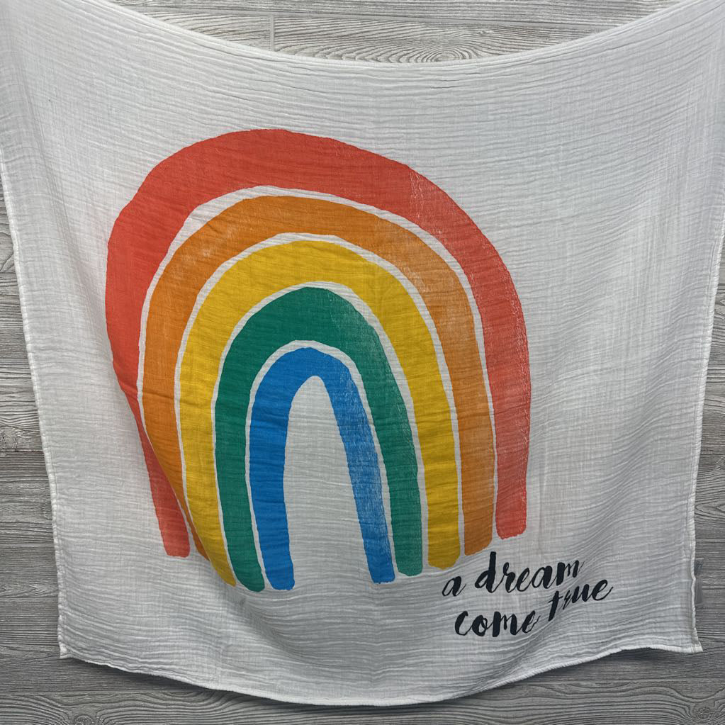 Muslin Blanket A Dream Come True W/ Rain Drop Milestone Cards