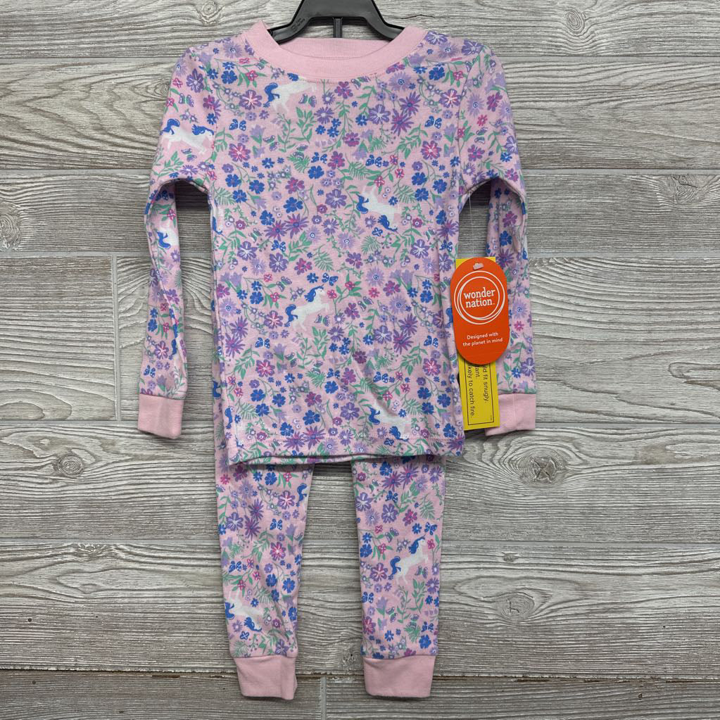NEW 2 Pc Pj Flowers & Unicorns 3t