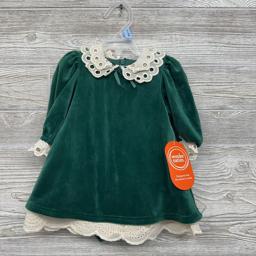 NEW Velour & Eyelet Collar & Cuff Dress 3-6M