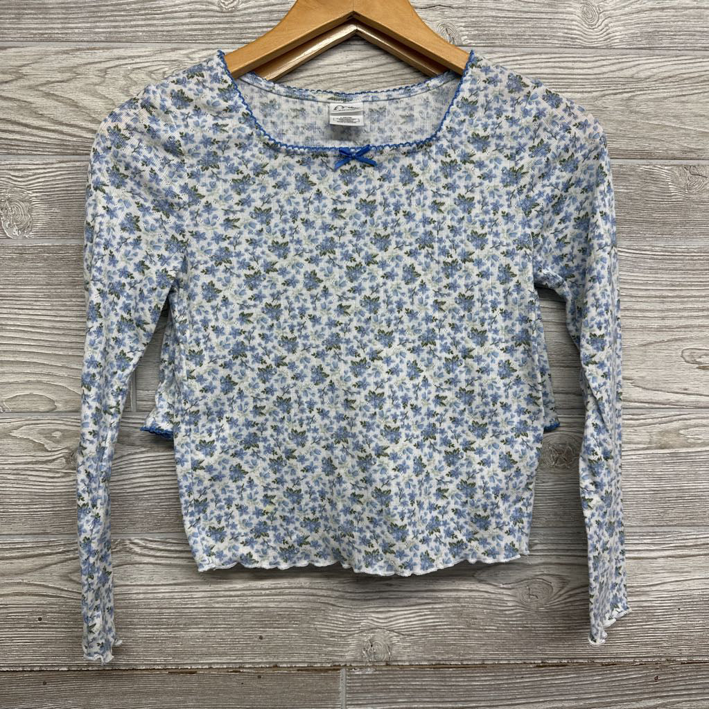 2 Pc LS Shirt & Shorts Pointelle PJs Flowers 10-12