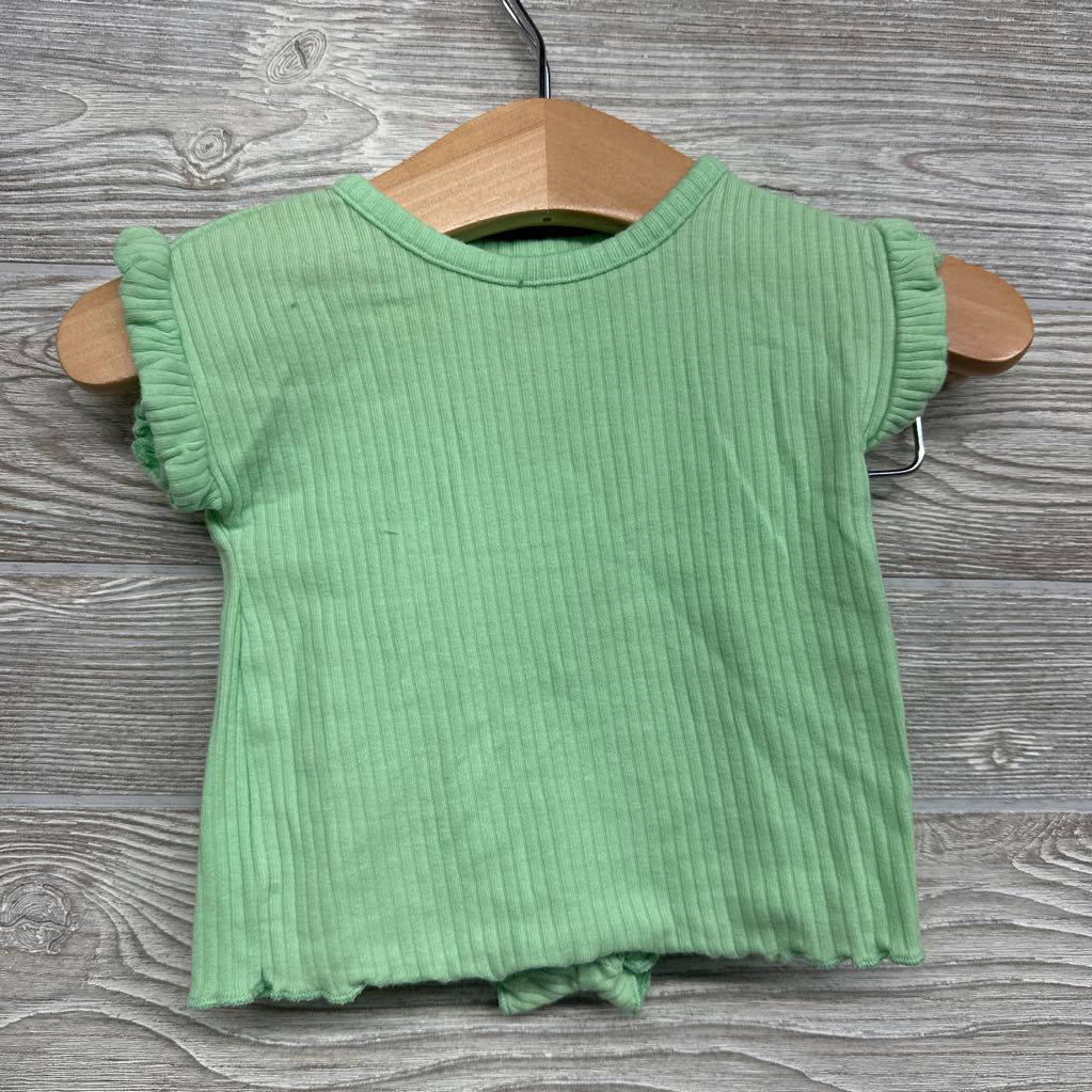 Ribbed Shirt & Shorts Lettuce Trim 0-3M