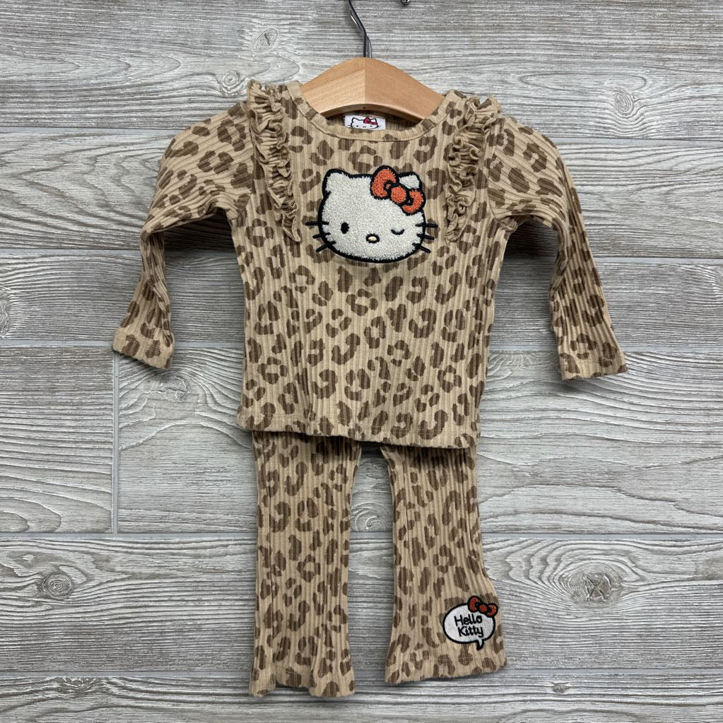 LS Ribbed Shirt & Flare Pants Animal Print 12M