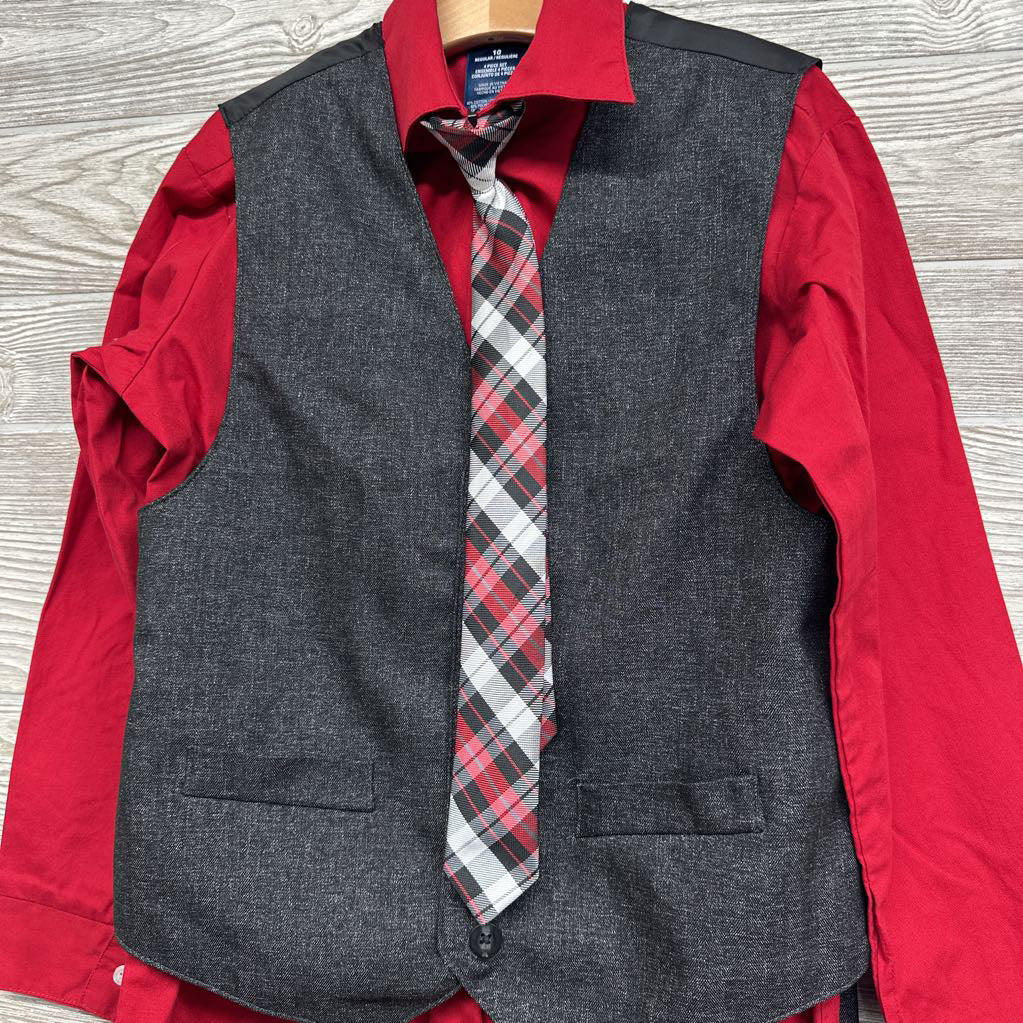 Vest, LS Button Up Shirt, Dress Pants & Plaid Tie 10