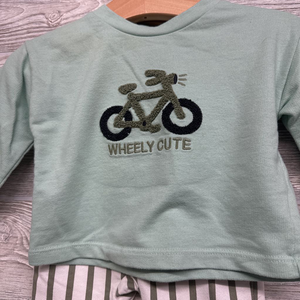 Crewneck Wheely Cute & French Terry Pants Stripes 3-6M