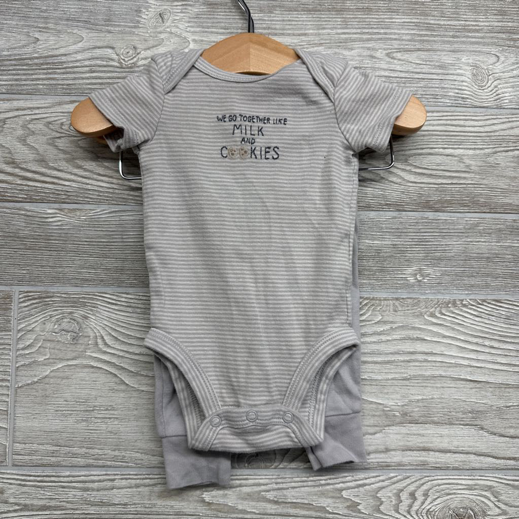 2 Pk Bodysuits We Belong Together Cookies Milk & Pants Stripes 3M