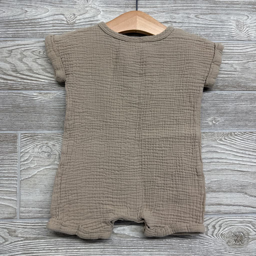 Gauze Henley Shorty Romper Piglet Pooh Balloons 12M