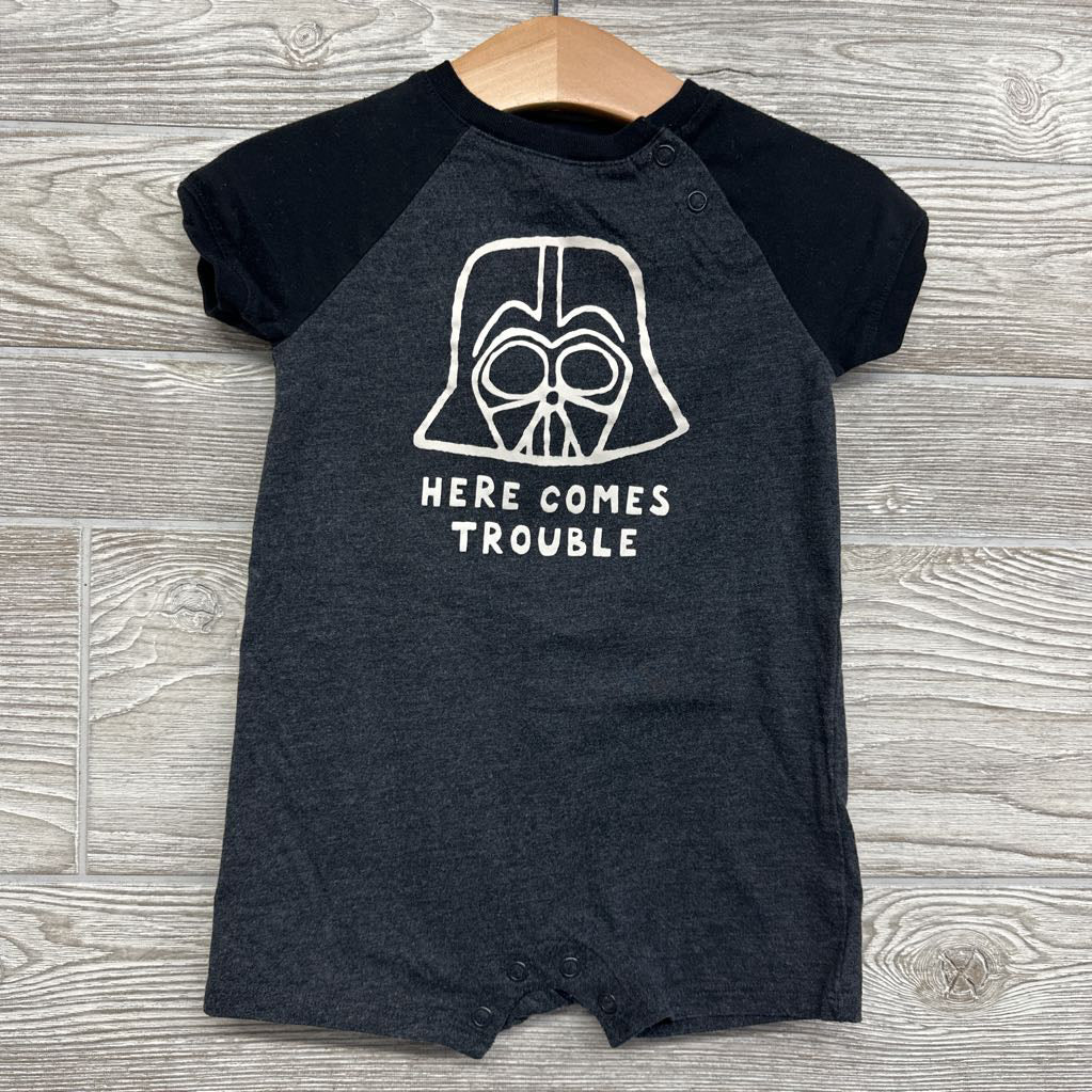 Shorty Romper Here Comes Trouble Darth Vader 18M
