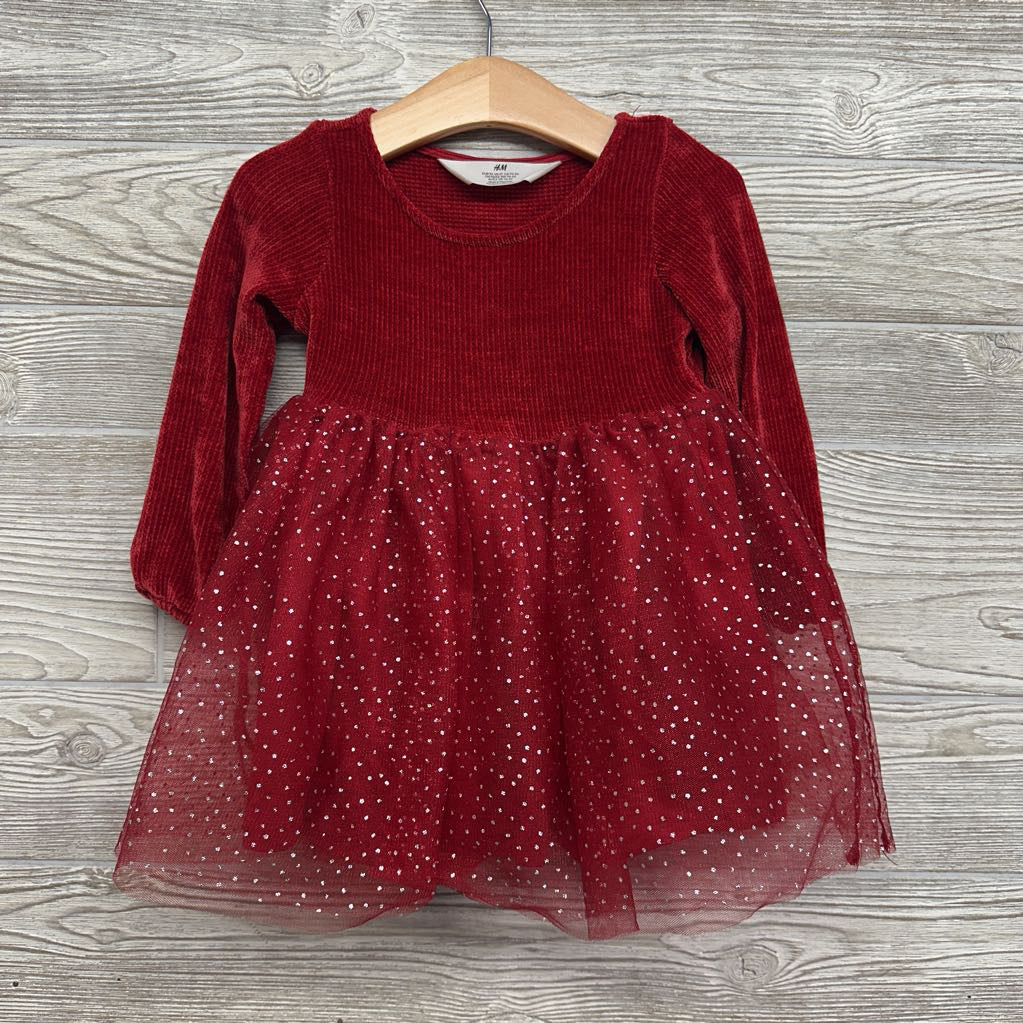 LS Chenille Tulle Dress Glitter Dots 2T