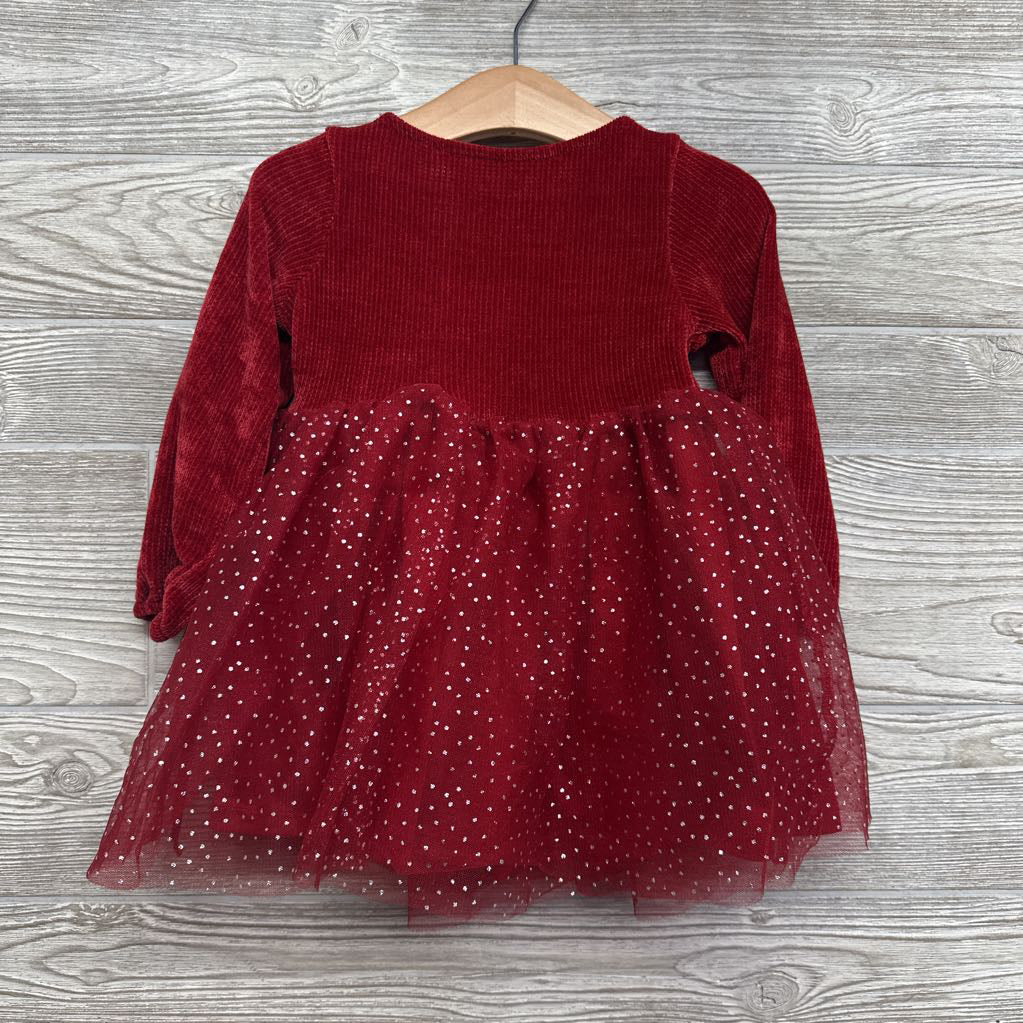 LS Chenille Tulle Dress Glitter Dots 2T