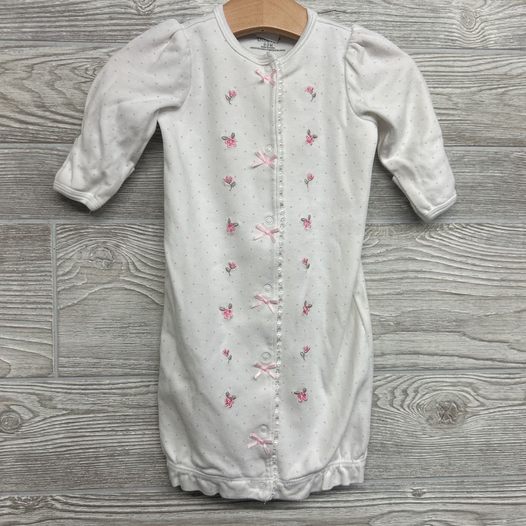 Button Up Gown Flowers 0-3M