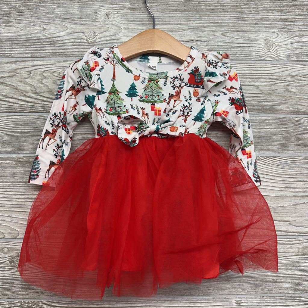Tutu LS Dress Christmas Tree Dress 9-12M
