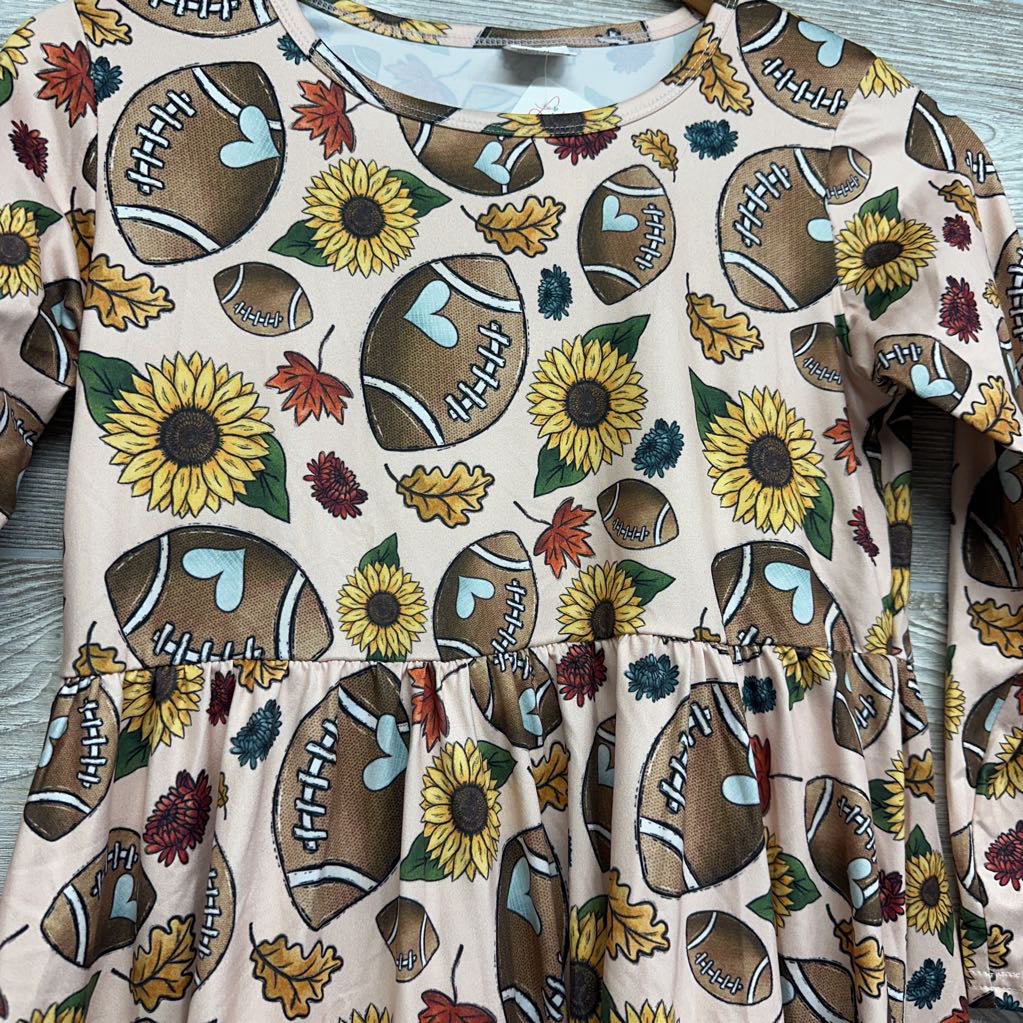 NEW LS Dress Footballs & Sunflowers 10-12