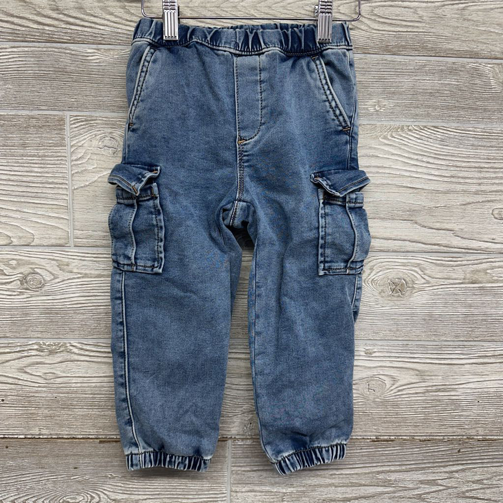 Pull On Knit Denim Cargo Joggers 3